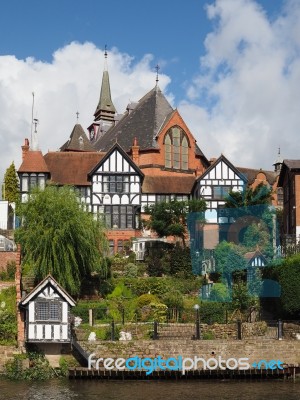 Houses Along The River Dee At Chester Stock Photo