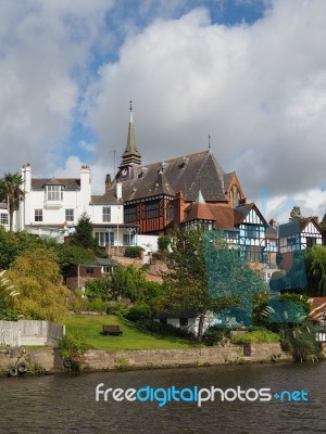 Houses Along The River Dee At Chester Stock Photo