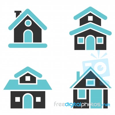 Houses Icon Set- Iconic Design Stock Image