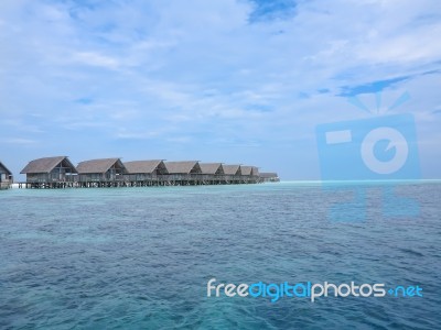 Houses On Piles On Sea Stock Photo