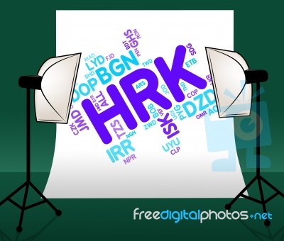 Hrk Currency Represents Croatia Kuna And Banknotes Stock Image