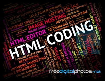 Html Coding Shows Hypertext Markup Language And Cipher Stock Image