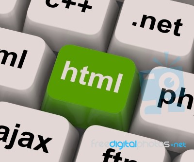 Html Key Shows Internet Programming Stock Image