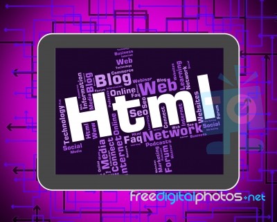 Html Word Indicates Hypertext Markup Language And Web Stock Image