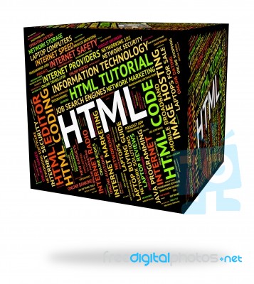 Html Word Indicating Hypertext Markup Language And Words Code Stock Image