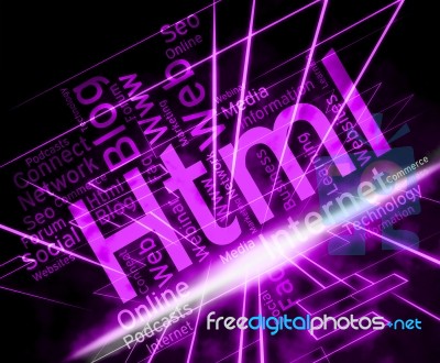 Html Word Representing Hypertext Markup Language Programming Stock Image