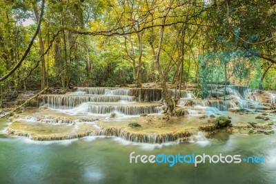 Huay Mae Khamin Waterfall, Kanchanaburi, Thailand Stock Photo