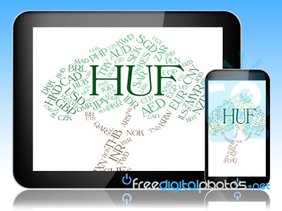 Huf Currency Shows Exchange Rate And Broker Stock Image