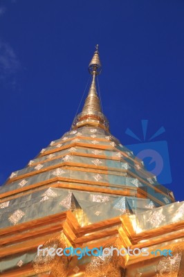 Huge Golden Pagoda In Blue Sky Stock Photo