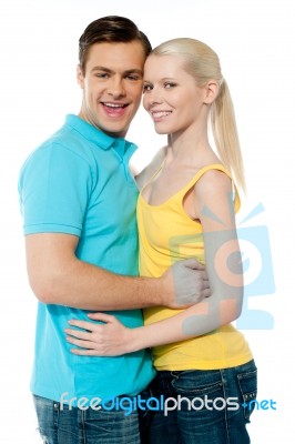 Hugging Young Couple Stock Photo