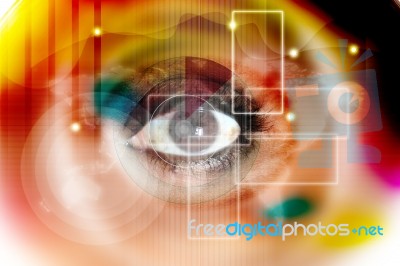 Human Eye On Technology Design Background Stock Image