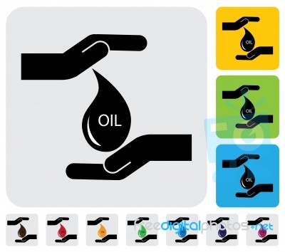 Human Hands Conserving Crude Oil Concept- Simple  Graphic Stock Image