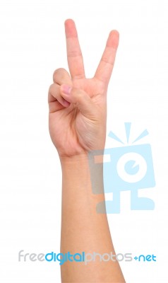 Human Victory Hand Sign Stock Photo