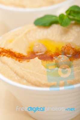 Hummus With Mint On Top Stock Photo