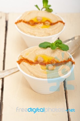 Hummus With Mint On Top Stock Photo