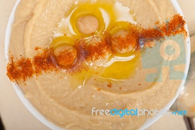 Hummus With Mint On Top Stock Photo