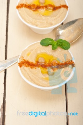 Hummus With Mint On Top Stock Photo