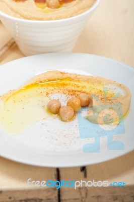 Hummus With Pita Bread Stock Photo