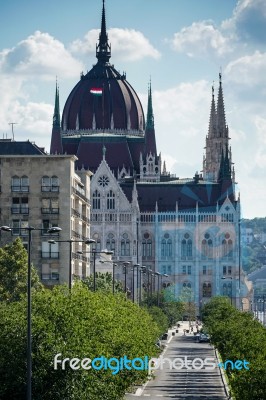 Hungarian Parliament Building In Budapest Stock Photo