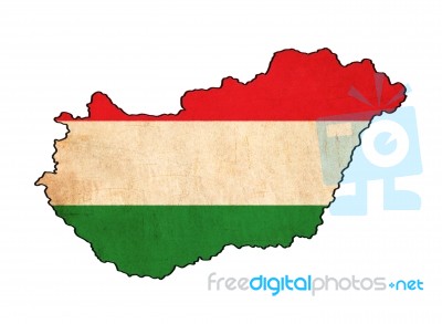 Hungary Map On  Flag Drawing ,grunge And Retro Flag Series Stock Image