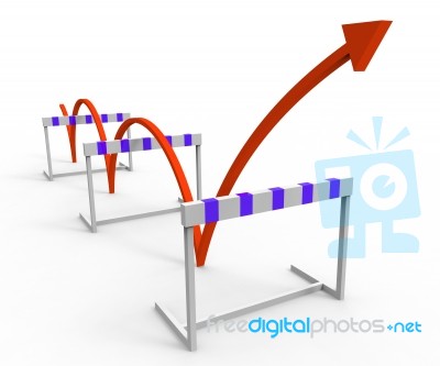 Hurdle Obstacle Shows Overcome Problems And Challenge Stock Image