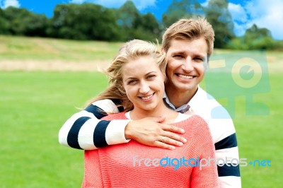 Husband Hugging His Wife From Back Stock Photo