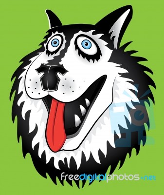 Husky Dog Cartoon Portrait Stock Image