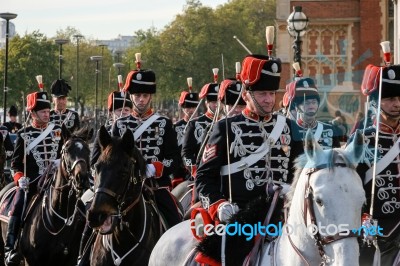 Hussars Parading On Horseback At The Lord Mayor's Show Stock Photo