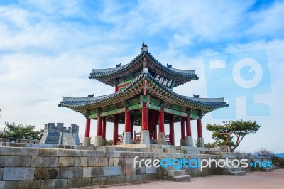 Hwaseong Fortress In Suwon,famous In Korea Stock Photo