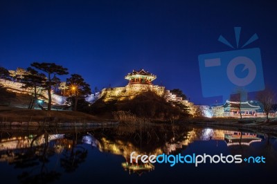 Hwaseong Fortress In Suwon,korea Stock Photo