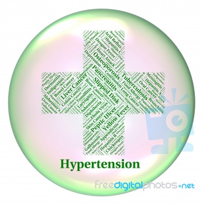 Hypertension Illness Means High Blood Pressure And Ailments Stock Image