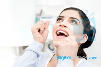 I Am Floss My Teeth Regularly Stock Photo