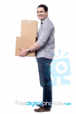 I Am In Q To Book These Parcels Stock Photo