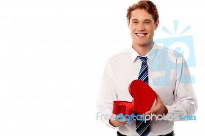 I Am So Happy For This Valentine Gift Stock Photo