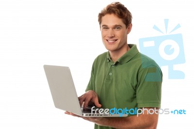 I Got My New Laptop Stock Photo