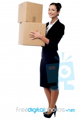 I Got My Parcels From Courier Stock Photo