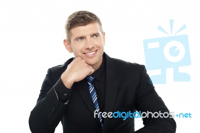 I Have An Idea. Businessman Thinking Stock Photo