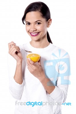 I Love To Eat Orange! Stock Photo