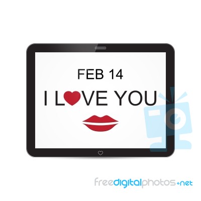  I Love You And Mouth Tablet With Heart Design Stock Image