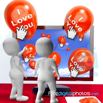 I Love You Balloons Represent Internet Greetings For Lovers Stock Image