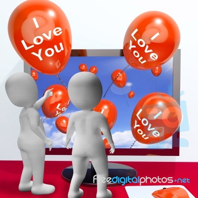 I Love You Balloons Represent Online Greetings For Lovers Stock Image