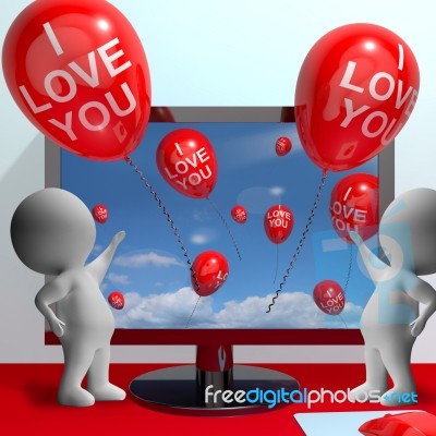 I Love You Balloons Shows Love And Online Dating Stock Image