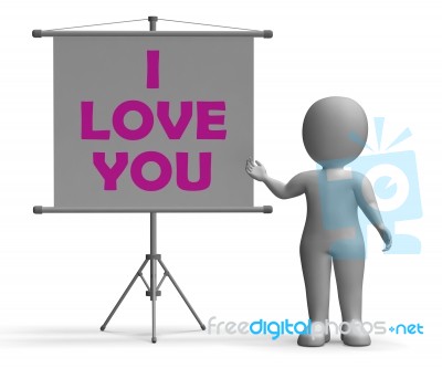 I Love You Board Means Romance And Dating Stock Image