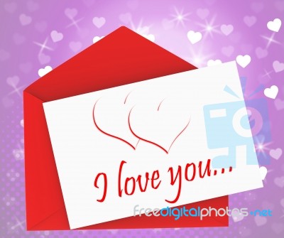 I Love You On Envelope Means Valentines Card Or Romantic Letter Stock Image