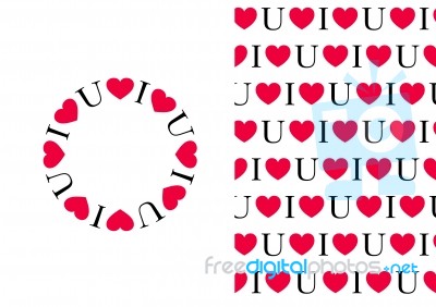 I Love You Pattern And Circle Stock Image