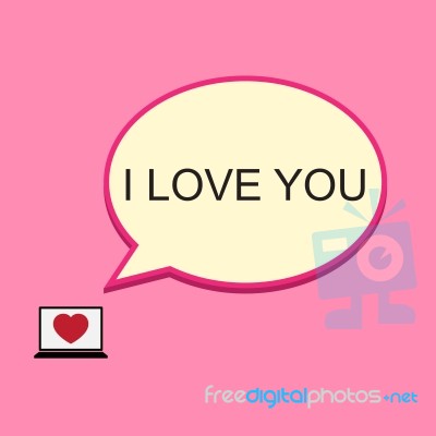  I Love You Speech Bubble With Laptop Stock Image