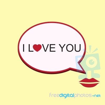  I Love You Speech Bubble With Mouth Stock Image