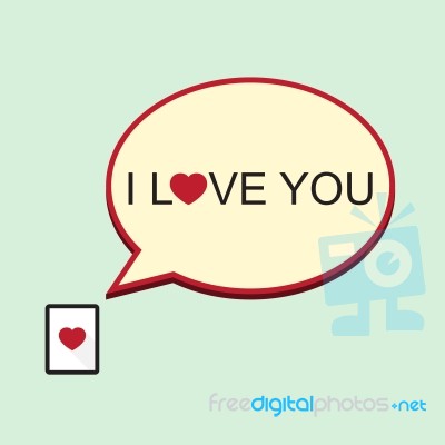  I Love You Speech Bubble With Tablet Stock Image