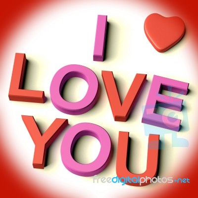 I Love You Text With Heart Stock Photo