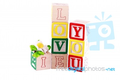 I Love You Text With Toy Blocks Stock Photo